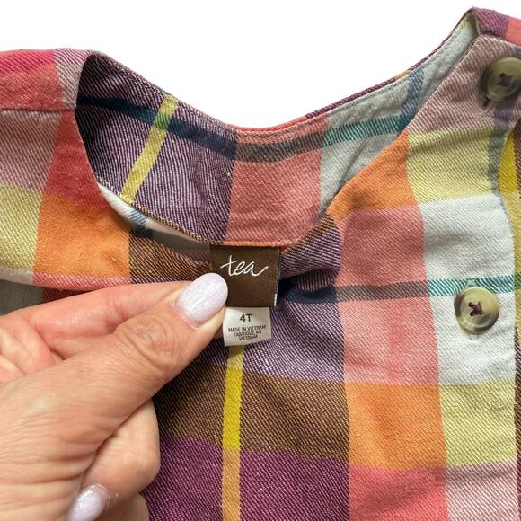 Tea Collection Faodail Plaid Flannel Jumper Dress Size 4T - Picture 4 of 4